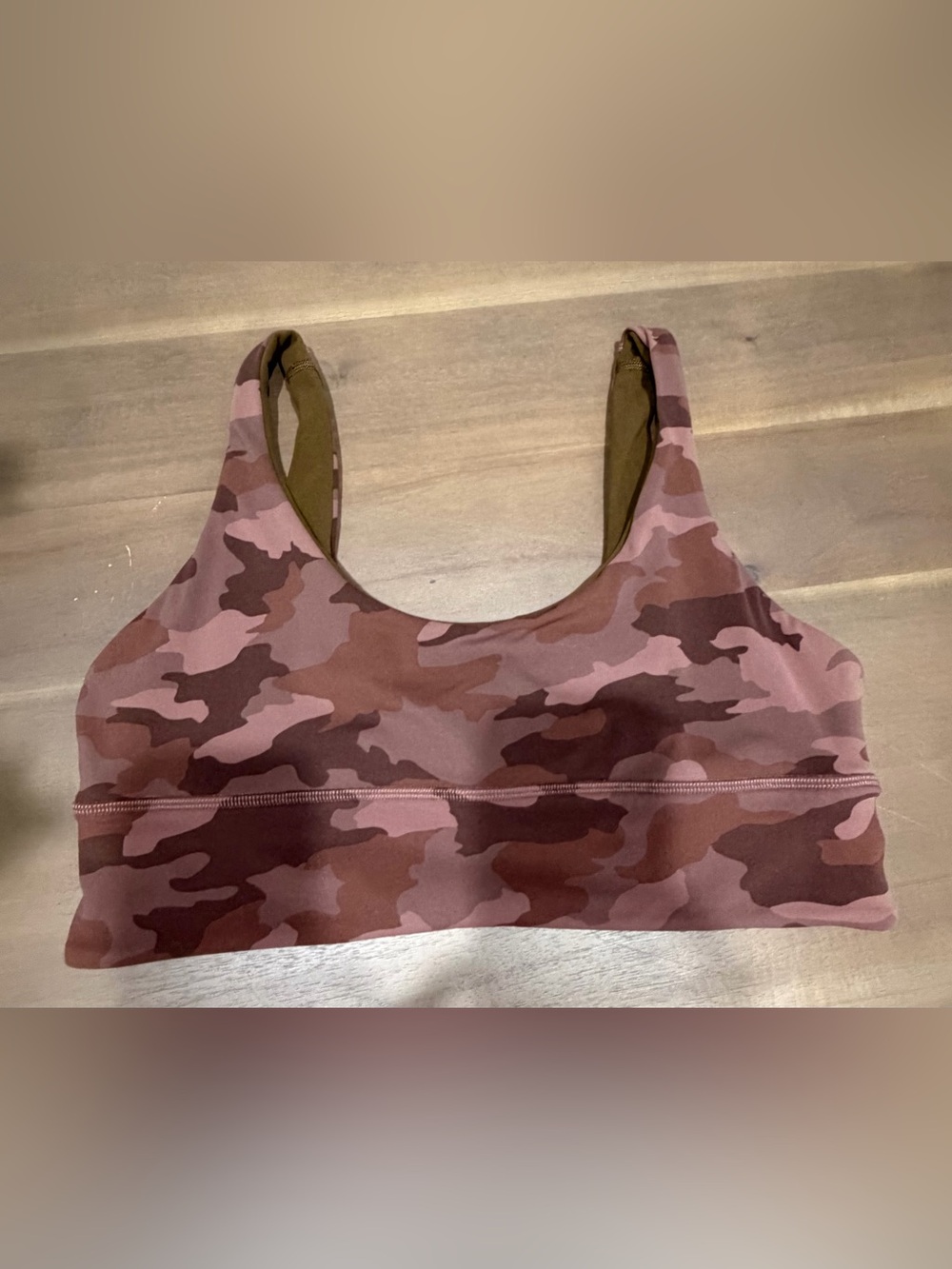 lululemon new align reversible Camo Sports Bra in Brown and Dusty Pink